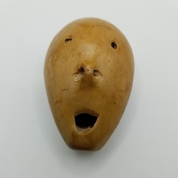 Ocarina Wind Flute Hand Crafted Clay Folk Art Pottery Peruvian Whistle Face - Picture 4 of 6